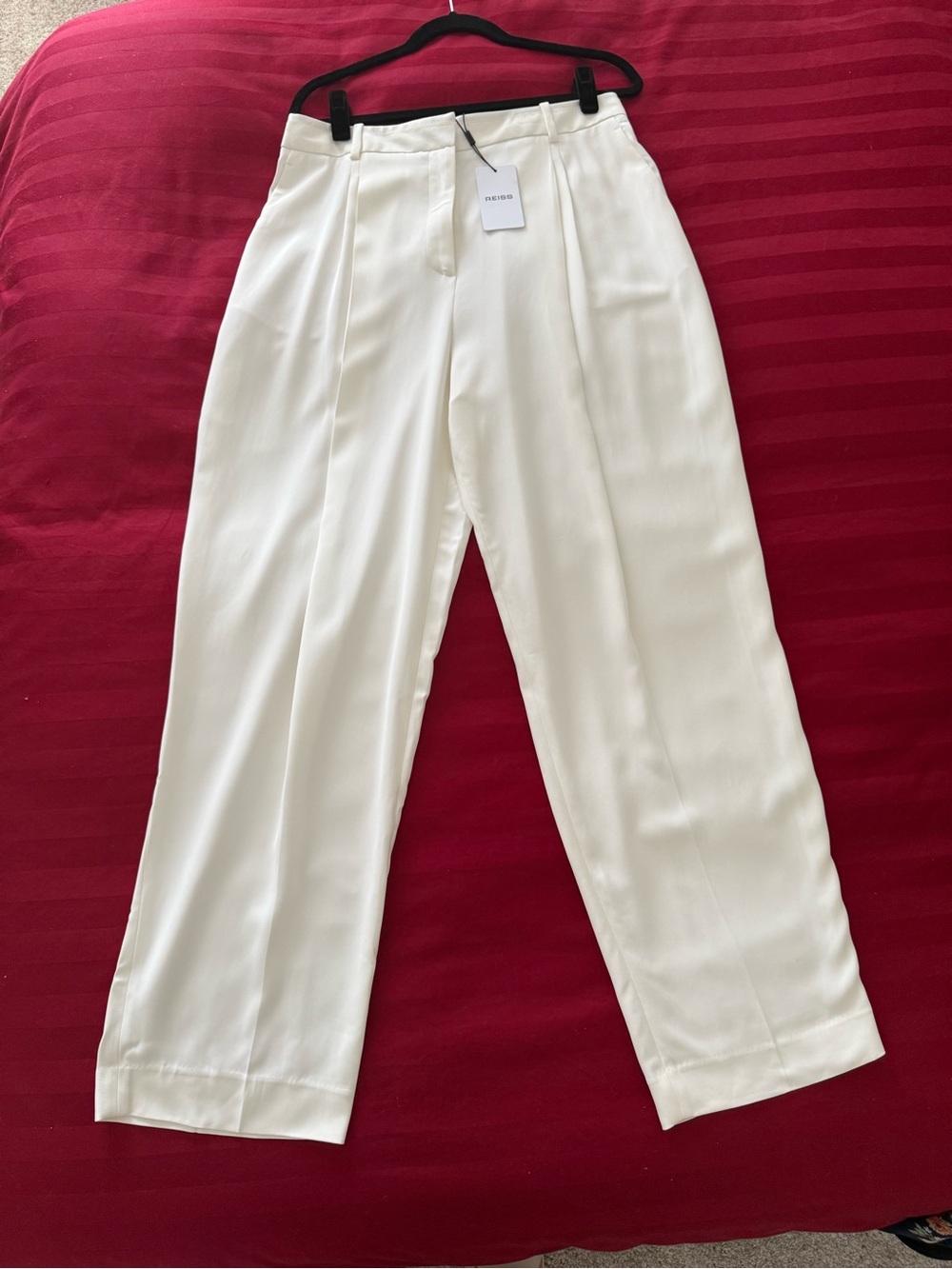Reiss Lydia Double Pleat Wide-Leg Trousers – Cream – US 10 – NWT